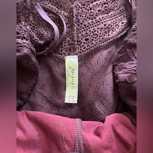 Free People Burgundy Lace Long Sleeve Dress - Picture 3 of 4